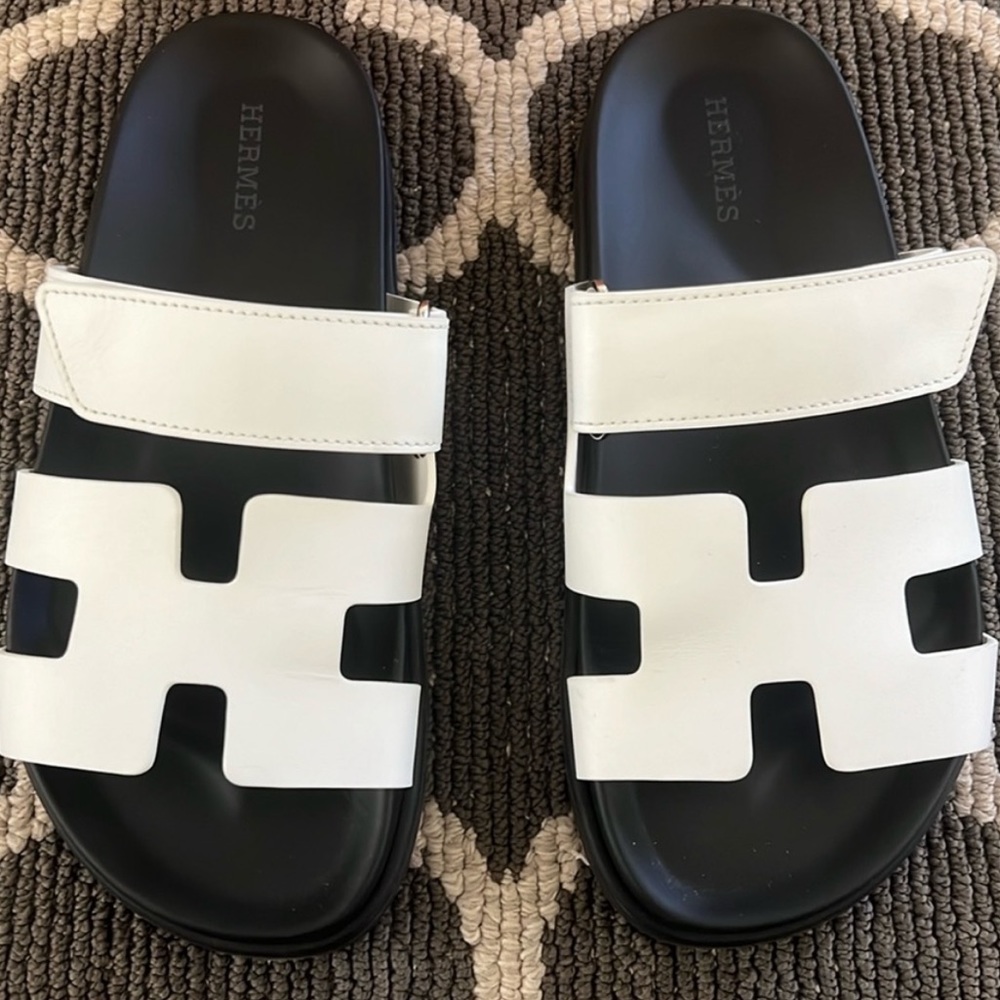 White Chypre Hermes sandals